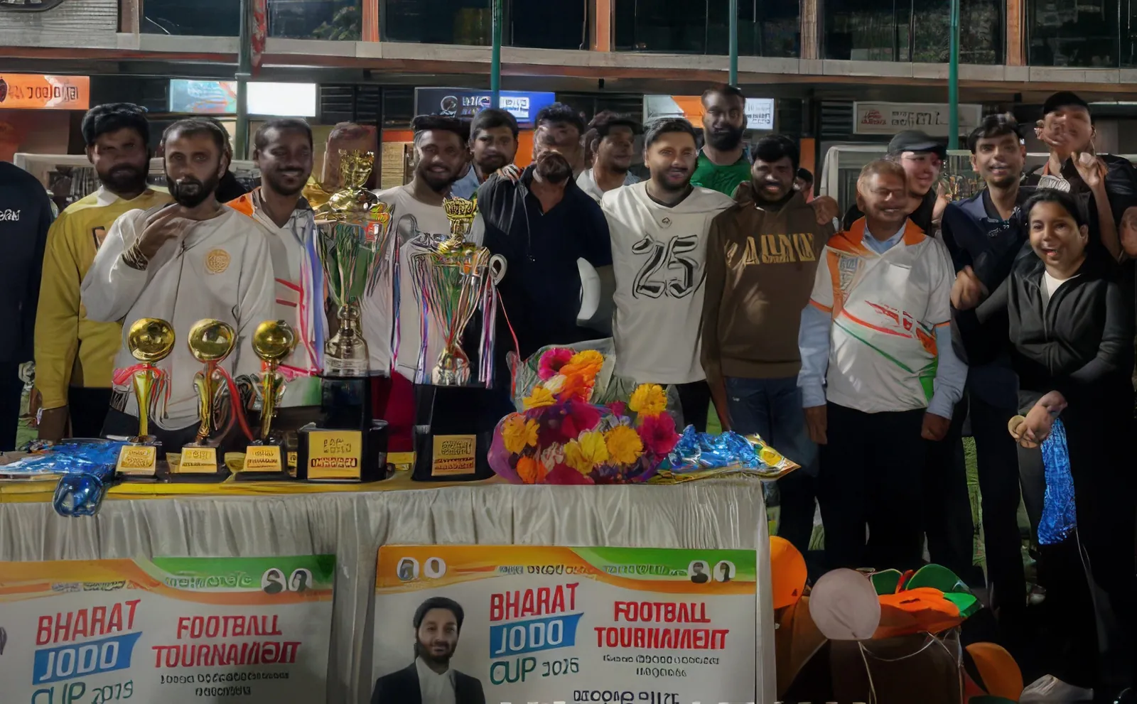 Trophies at the Bharat Jodo Football Cup