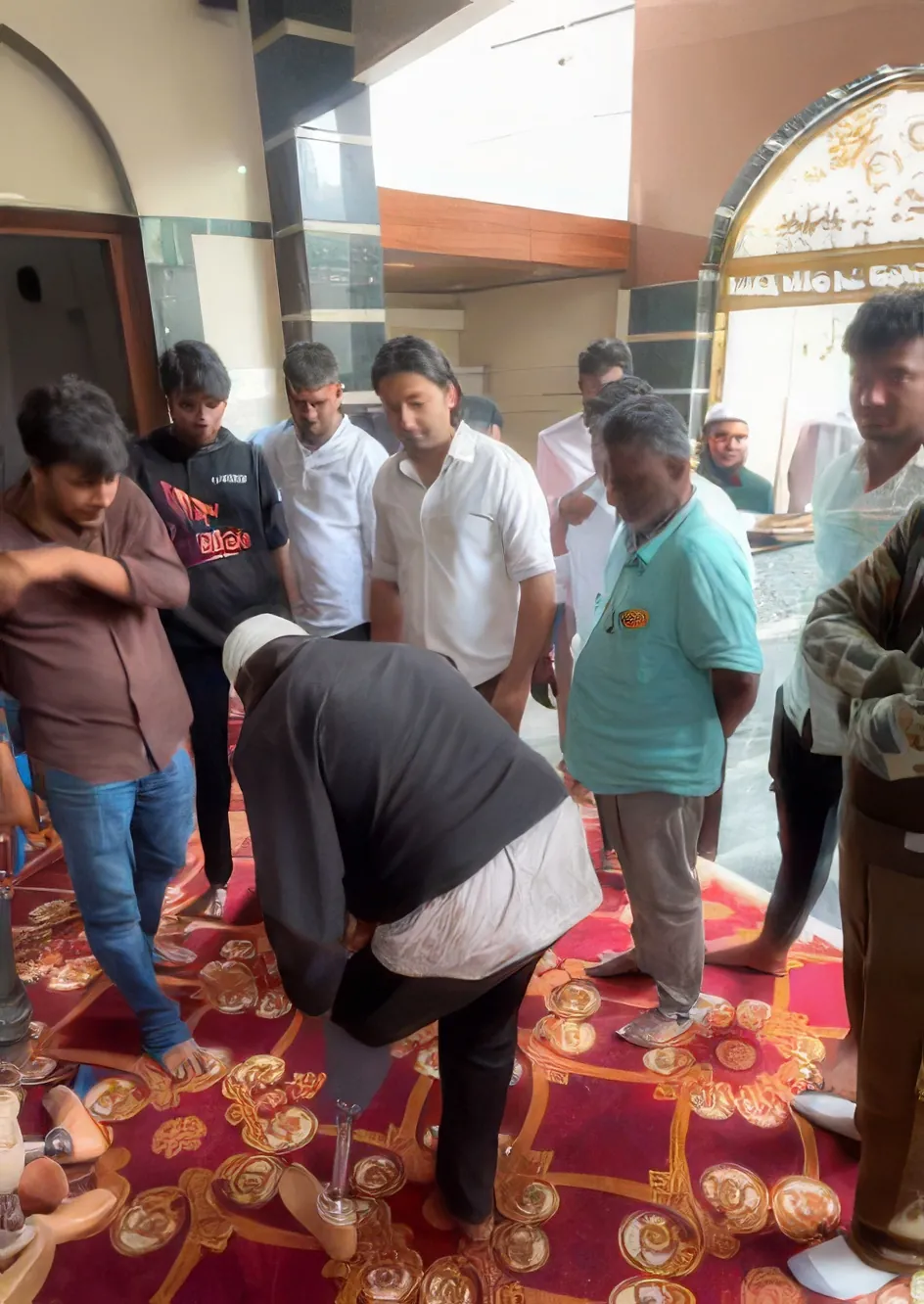 Volunteers attending to beneficiaries at a health camp