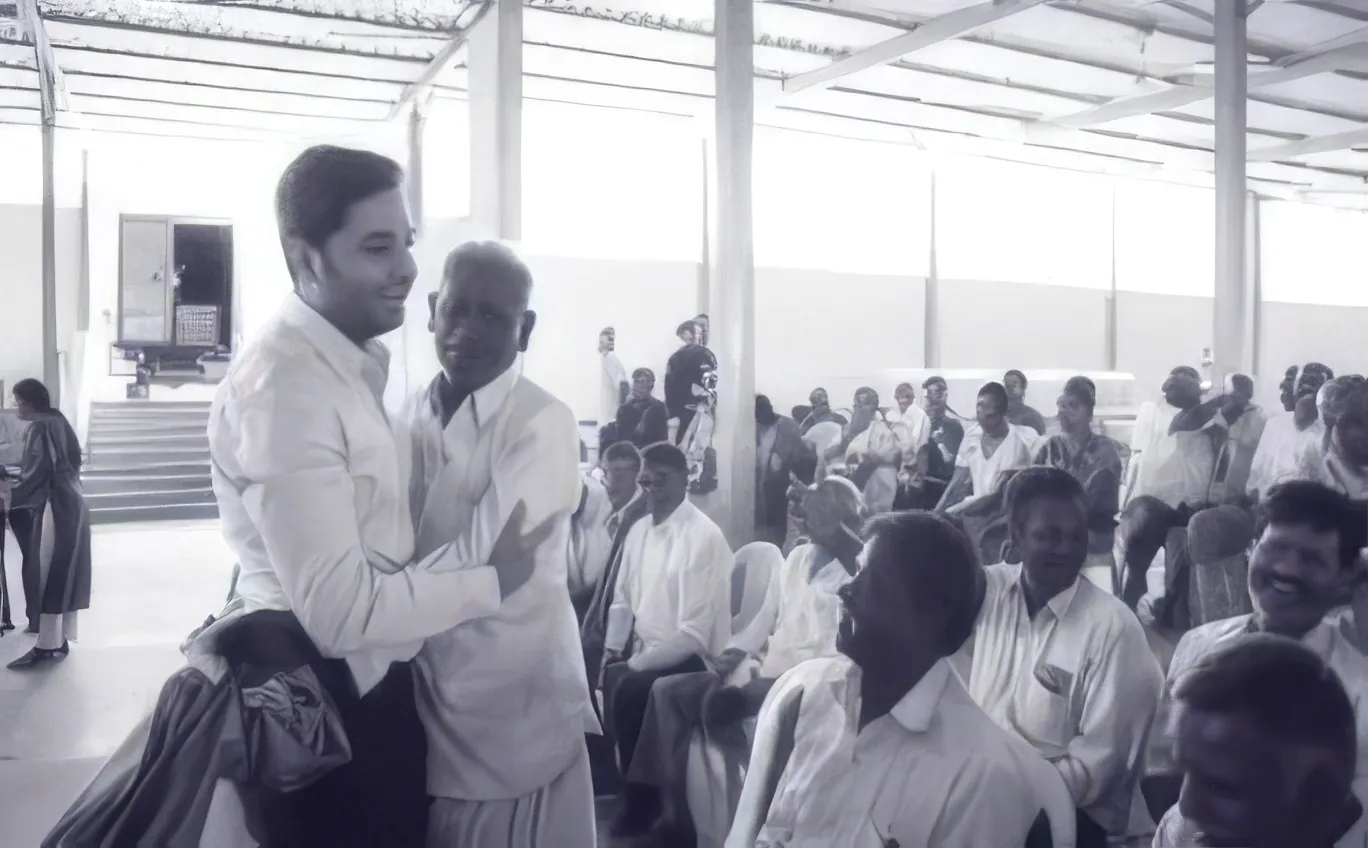 A packed hall at a community health camp