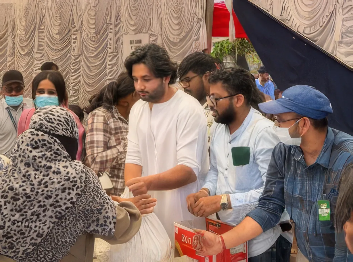 Ration kits being distributed to families